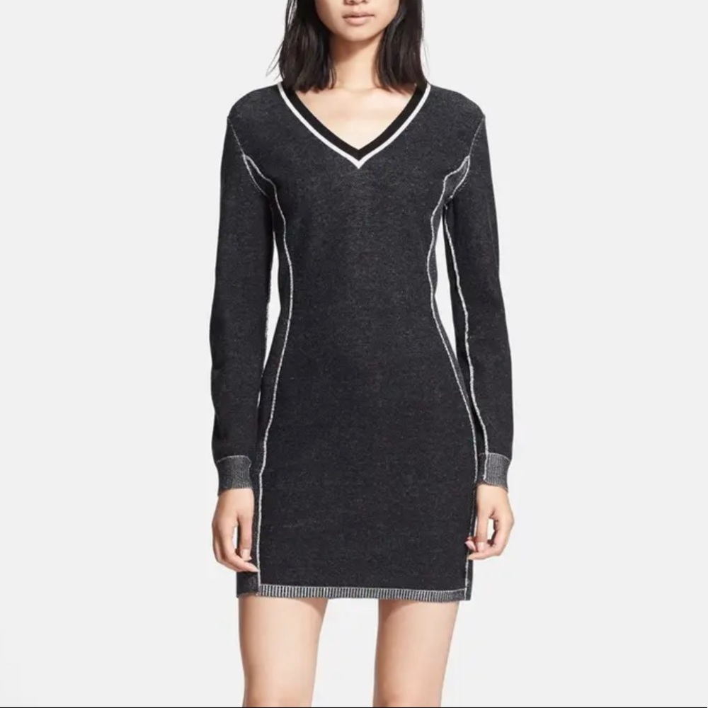 Rag and Bone Grey V neck sweater dress